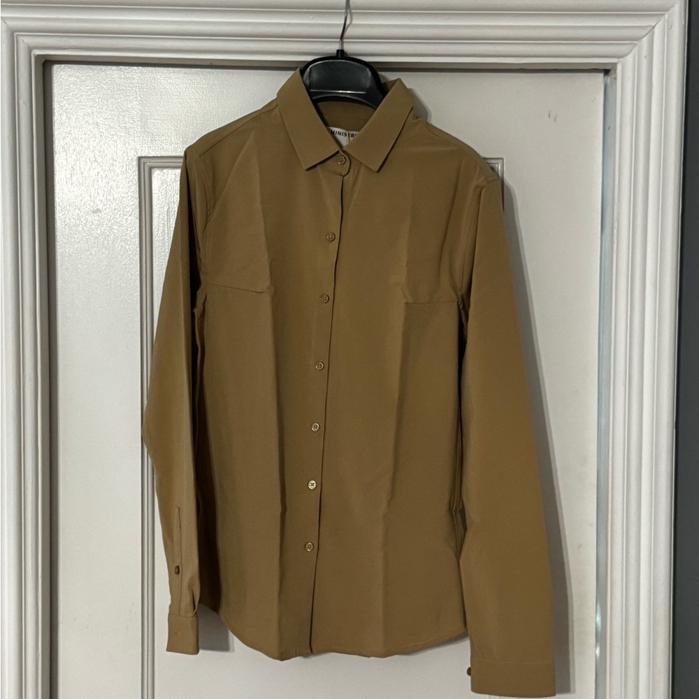 Ministry of supply easier than silk dress shirt in tan -XS-NWT